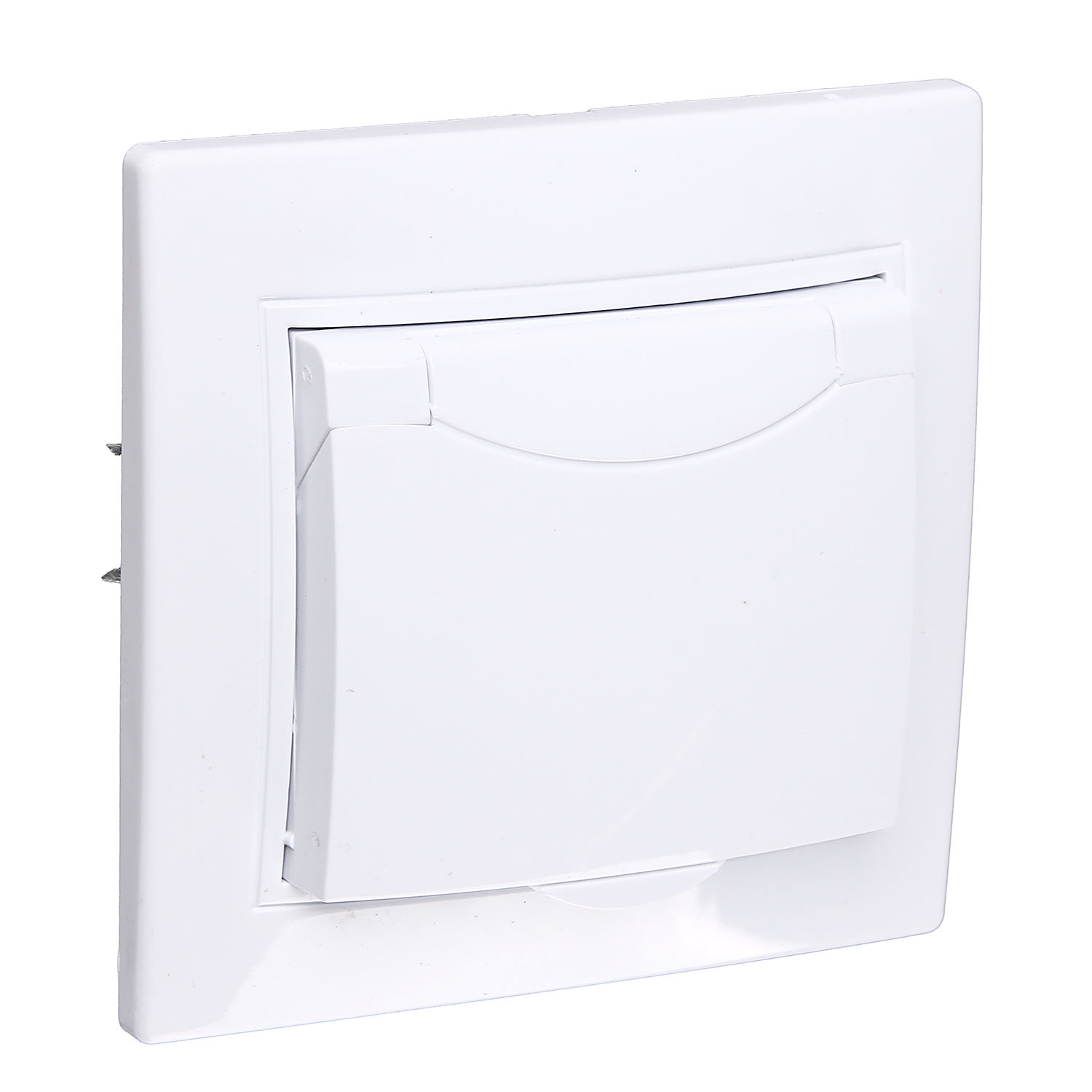 Розетка Intro Plano СП 1-мест. белая зк крышка 2P+E Schuko 16А-250В IP20