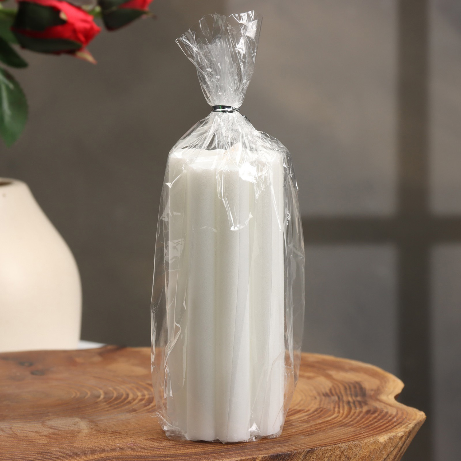 Свеча-цилиндр "Четырехлистник", 4,5х10,5 см, жемчужная, 6 ч 9889567