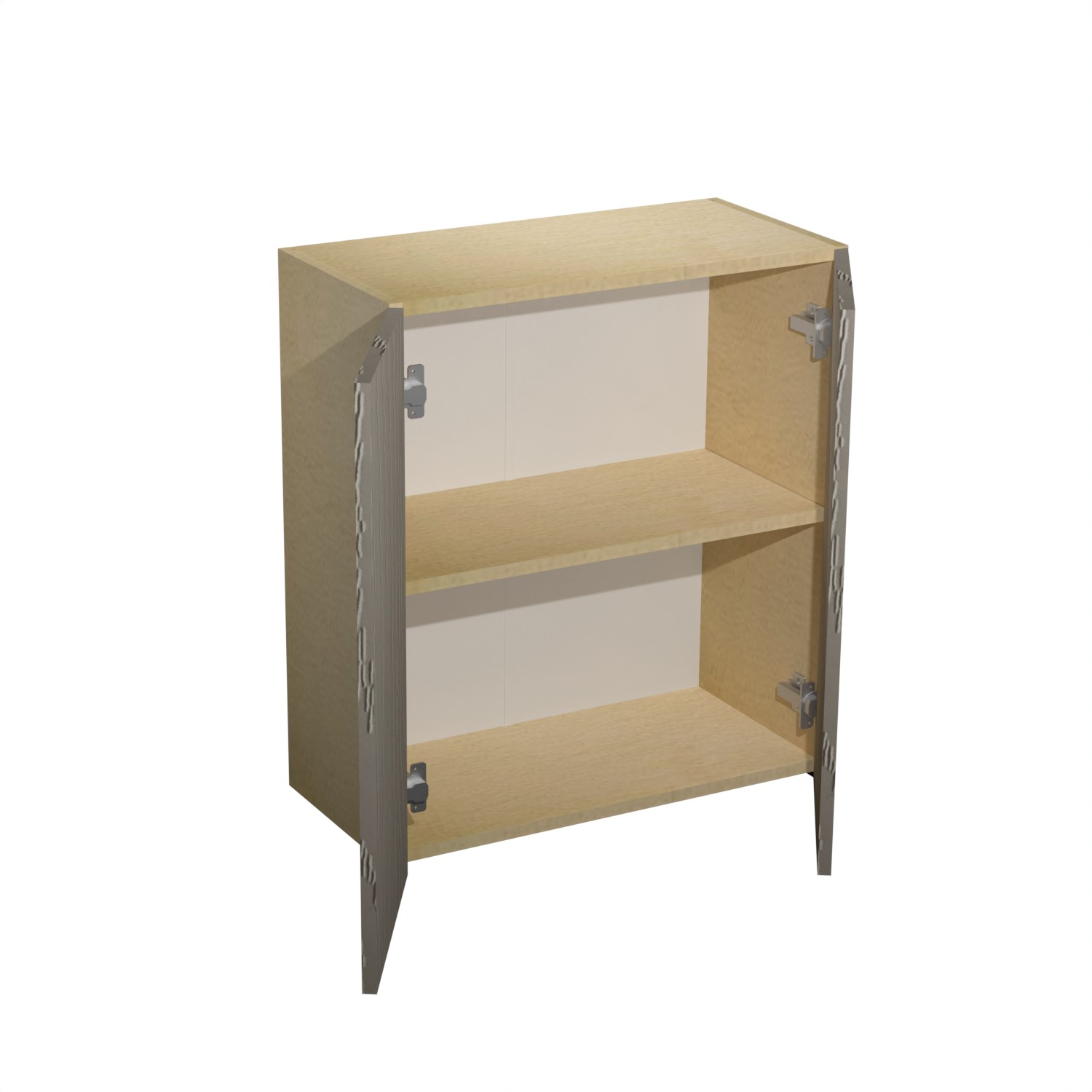 Шкаф навесной 600х676х290 мм BROZEX-WOOD Эрика, с двумя дверцами, светло-бежевый / ясень капучино софт