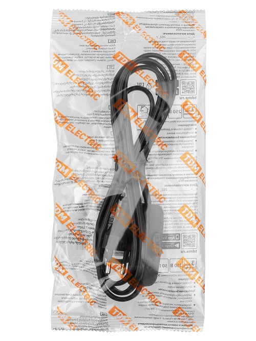 Шнур с выкл. и вилкой  ШВВП 2х0,5мм2 1,8м черн. TDM SQ1305-1001 *1/80