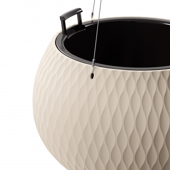 Кашпо пластм. подвесное "Жемчужина"  9,7л d 290мм h195мм, вставка 4л, металл.подвес Беж. М8723 *1/4 Кашпо пластм. подвесное "Жемчужина"  9,7л d 290мм h195мм, вставка 4л, металл.подвес Беж. М8723 *1/4