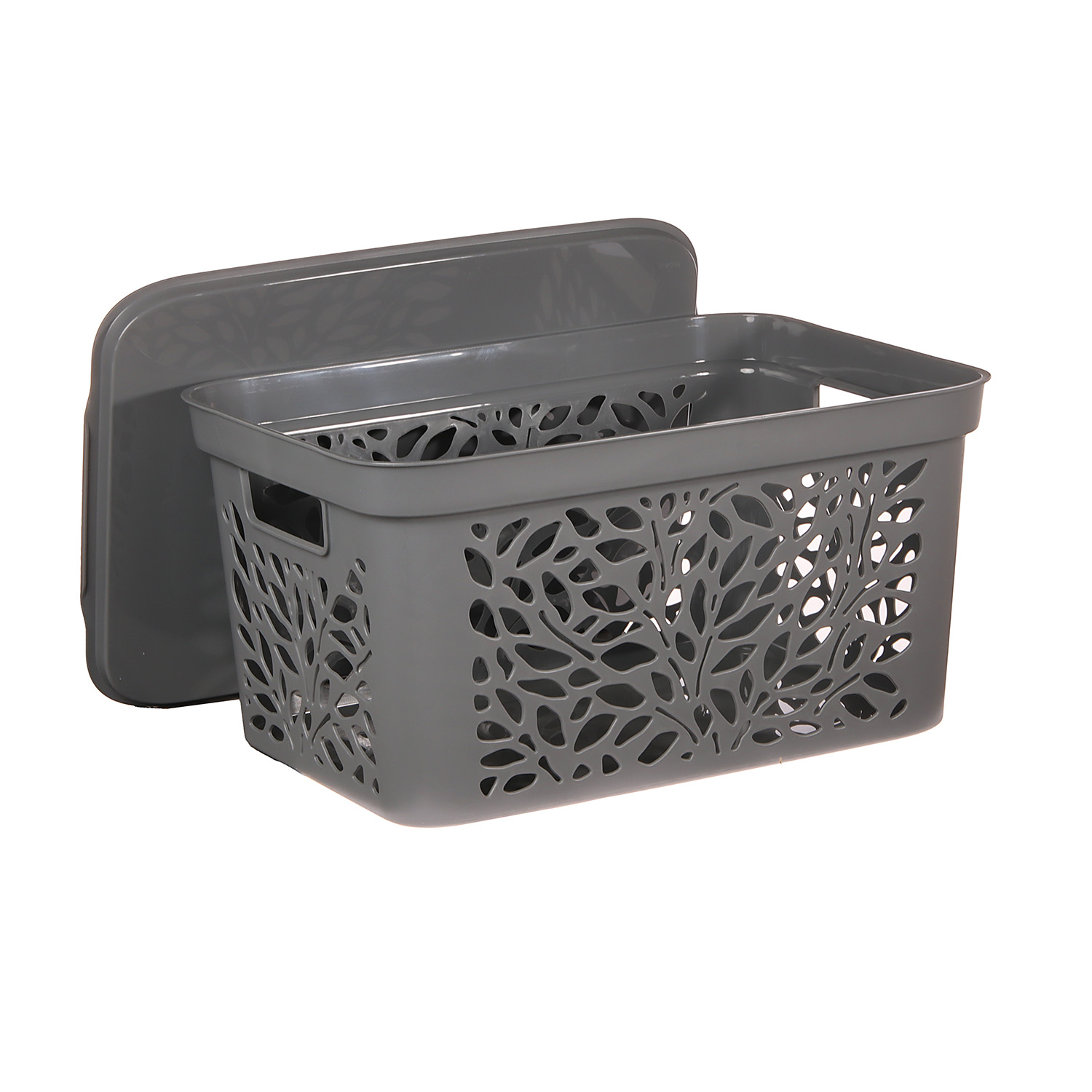 Корзина для хранения пластм. "Leaves" 405х275х207мм с Крышкой 18л Серый арт.83801("Полимербыт")*1/11
