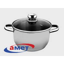 Кастрюля нерж. "АМЕТ" "Славяна" 5,0л с Теплораспр.дн, d22см, выс.15,4см, Ст.кр, объем.руч. 1с858*1/4