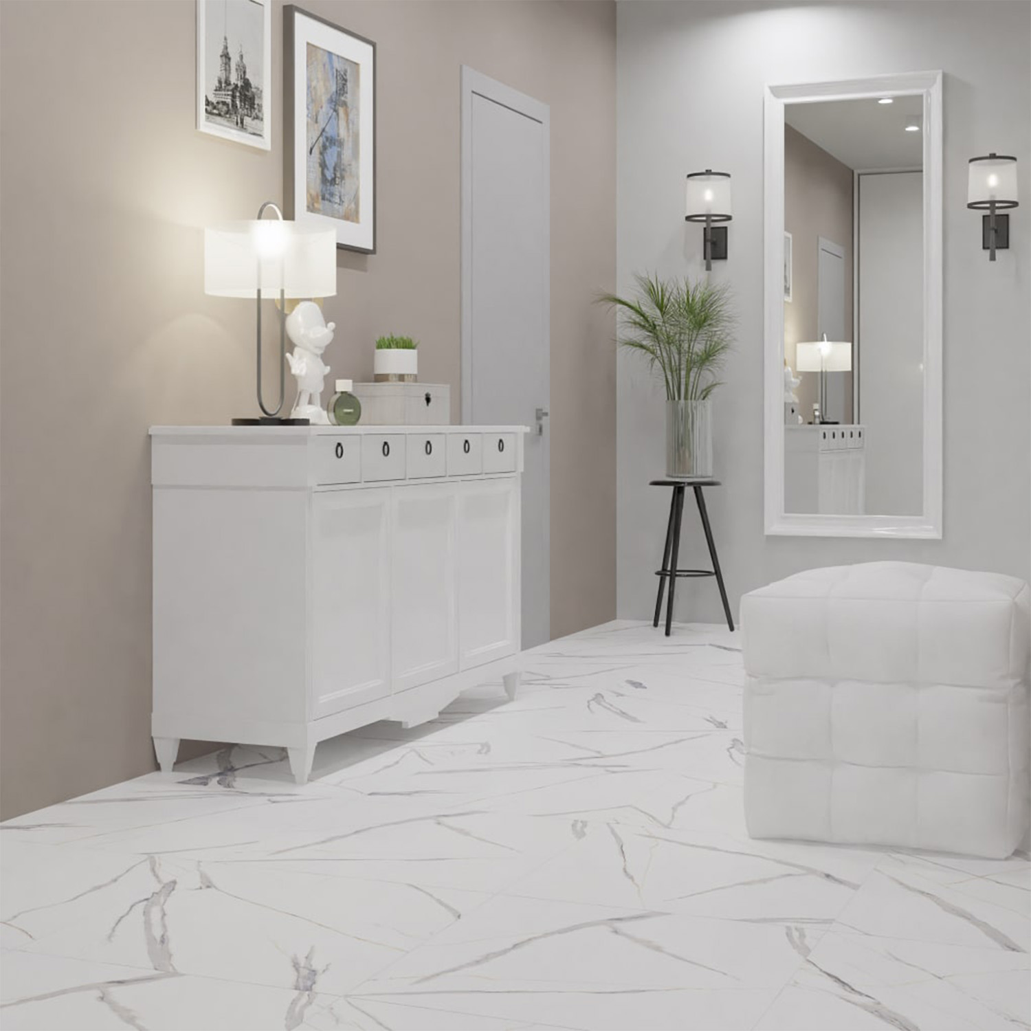 Керамогранит 1.8 м² Primavera Кайлас TP60G50, 600х600х9 мм, белый глянец