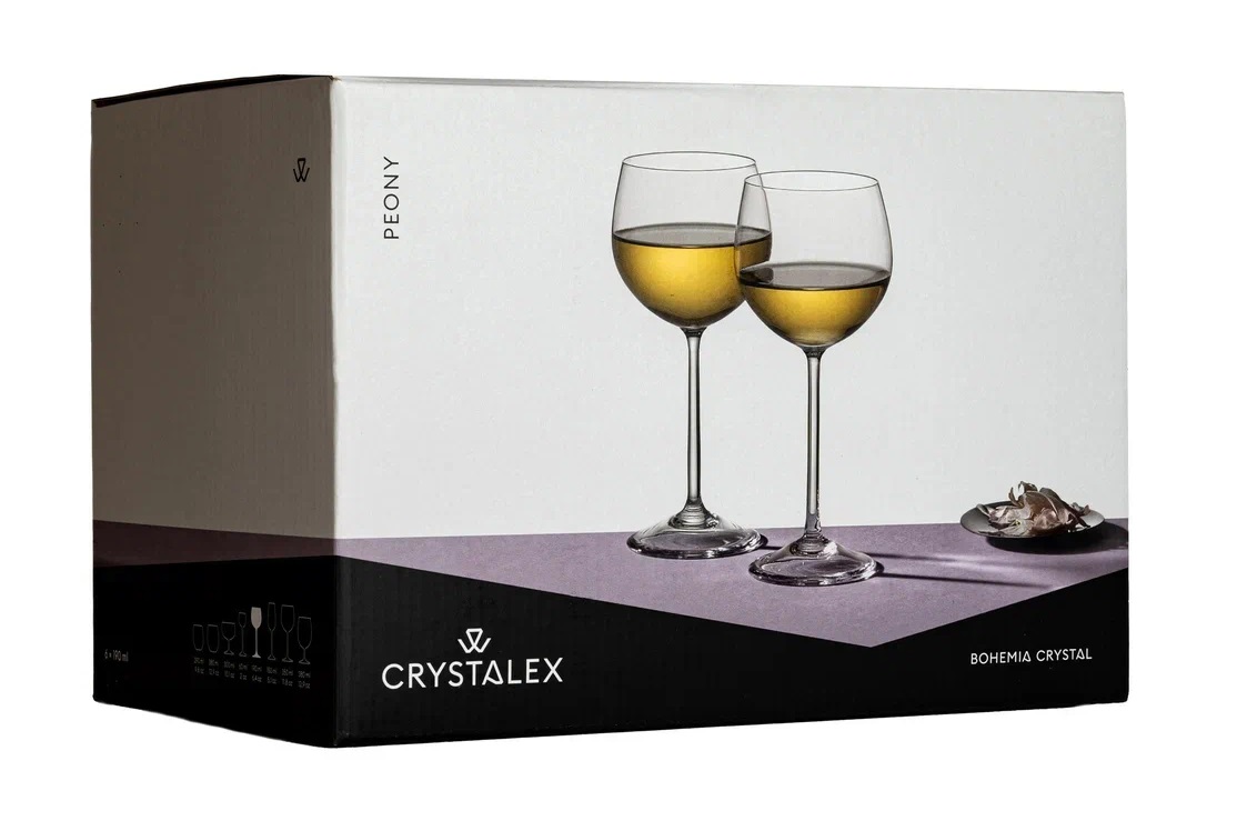 Набор бокалов стекло  "BOHEMIA" "Пион" 350мл 6шт д/вина 40976/350  "KRYSTALEX" *1/8