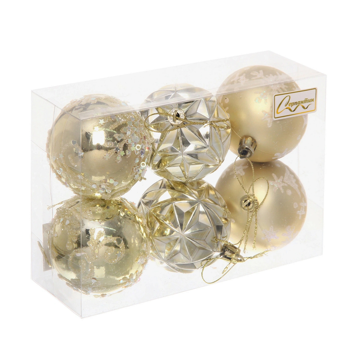 Набор шаров "Вивальди" 6 см (в наборе 6 шт), Золото