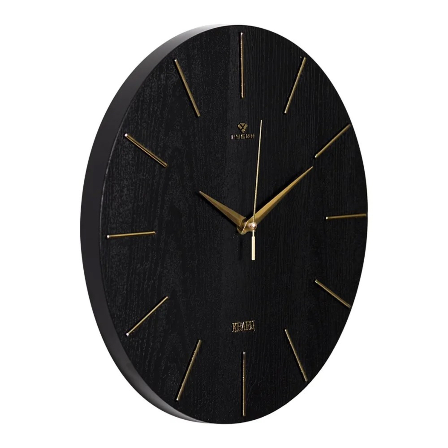 Часы настенные, интерьерные, бесшумные, d-30 см, черные с золотом 9902063