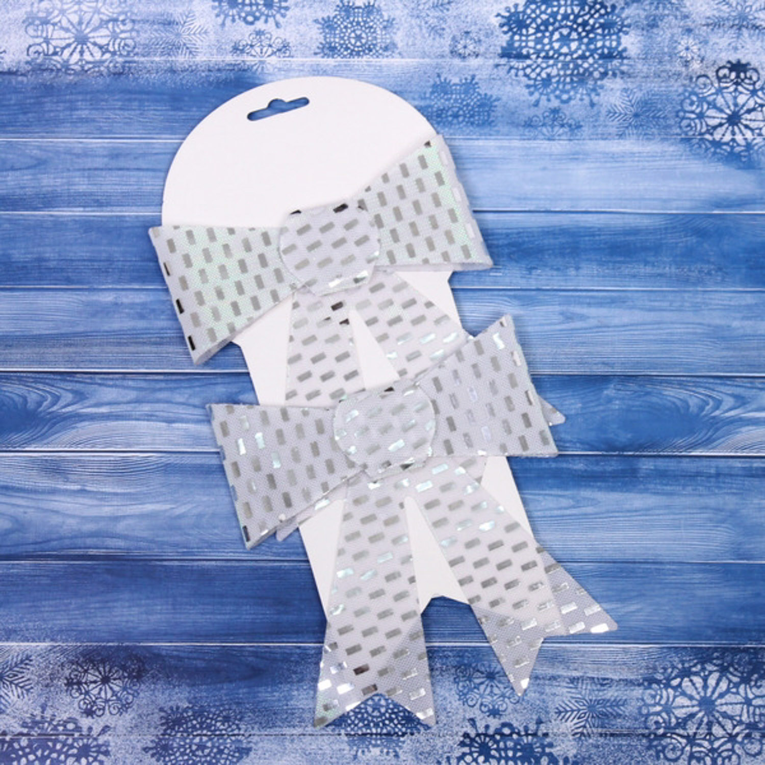 Набор бантов на елку «Сияние», 13х16 см, 2 шт., серебро