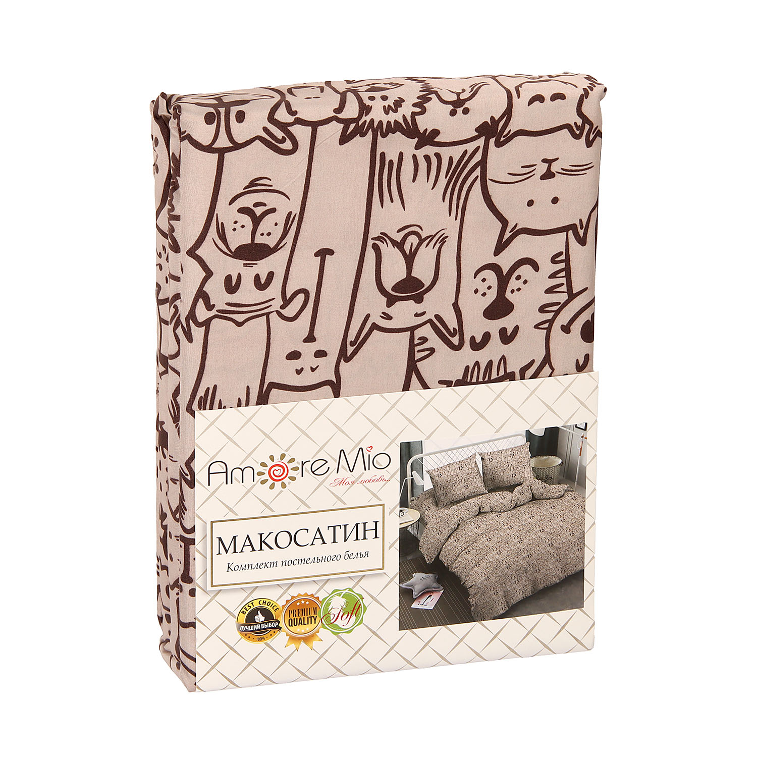 Постельное белье 2сп макосатин 24592 Dogs Amore Mio, наволочки 70*70 - 2шт *1