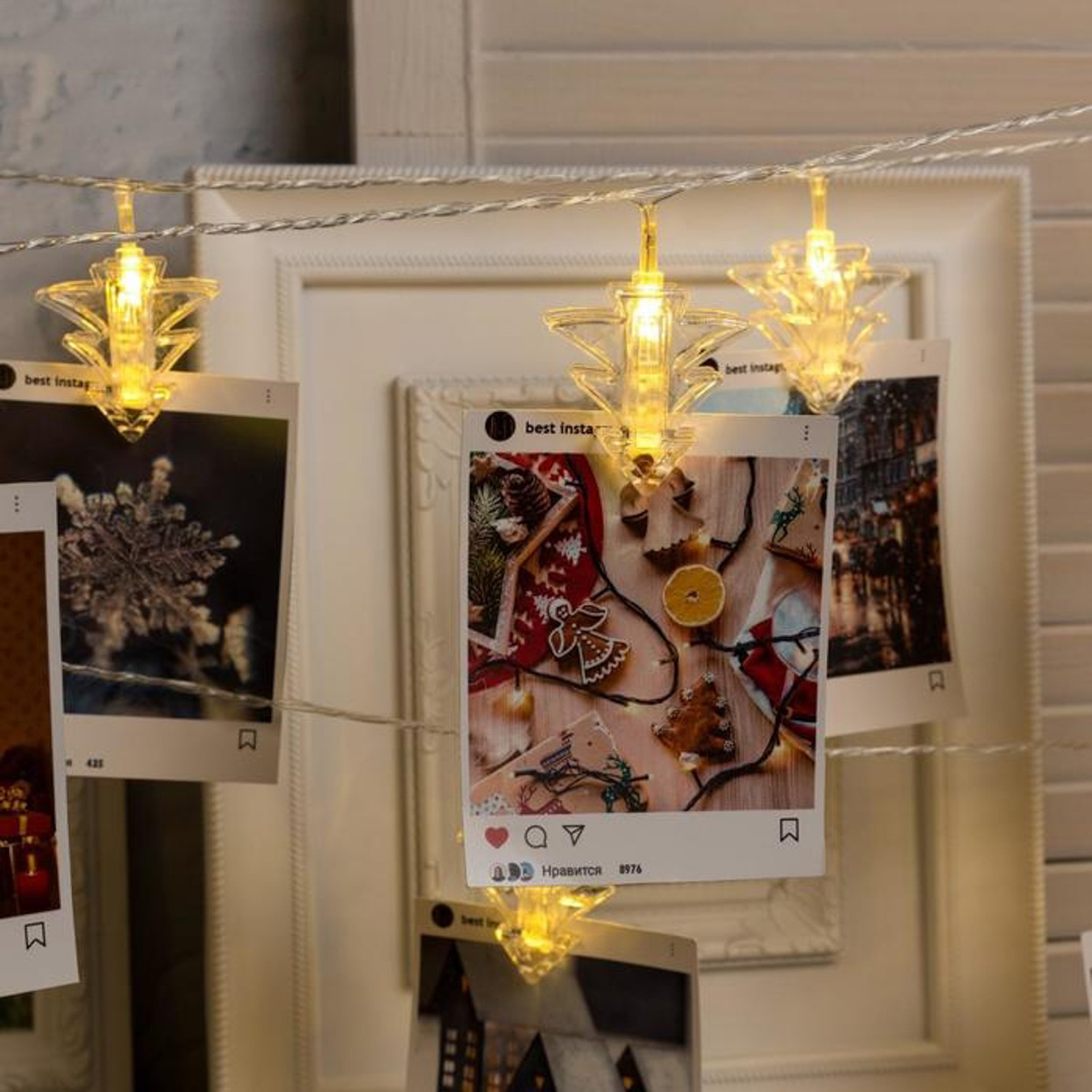 НИТЬ DCR. 4.5 м, с насад. “Прищепки елочка”, IP20, Н.С. LED-20-220V, фиксинг, Т/БЕЛЫЙ 4445732