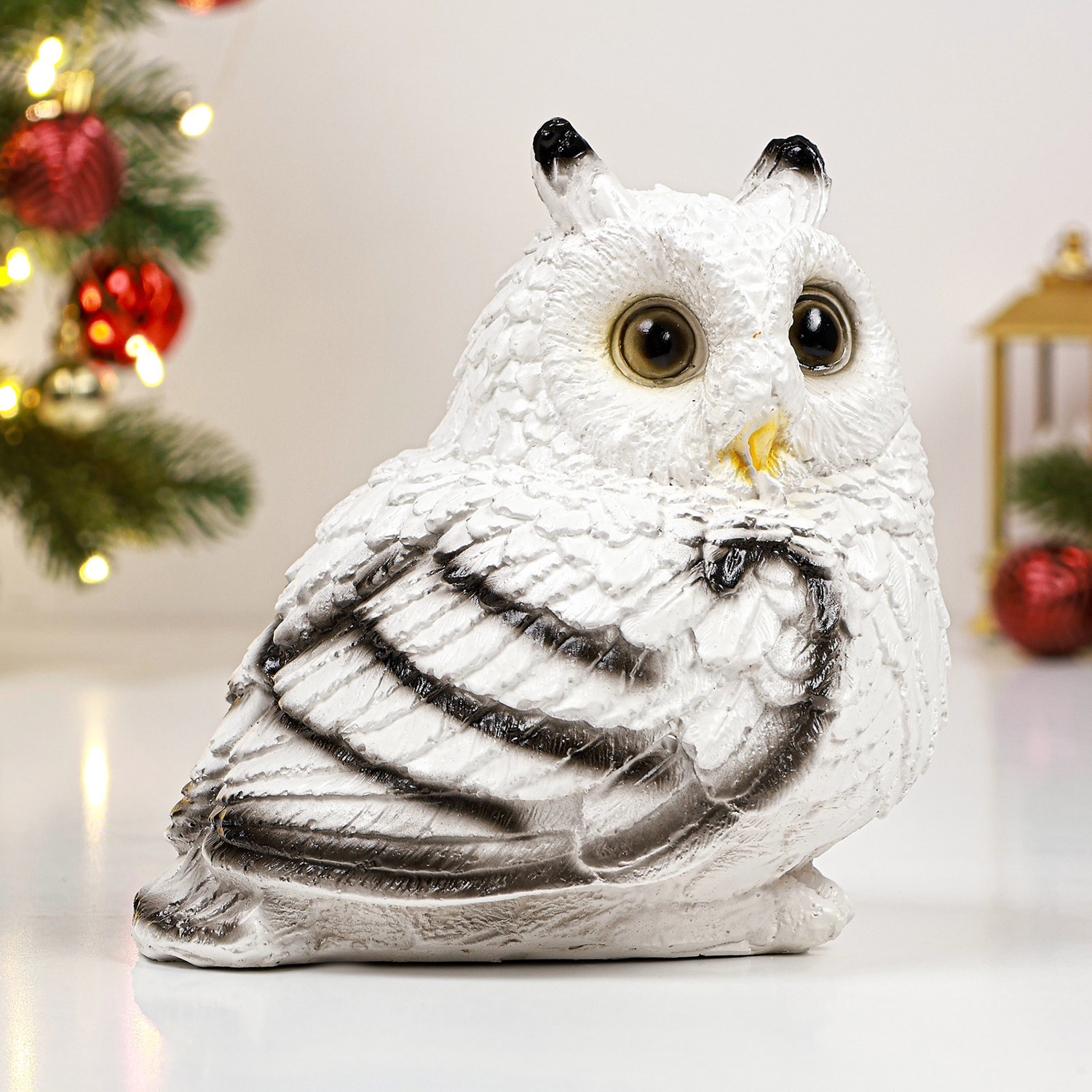 Садовая фигура "Совушка малая" белая 15х15см   3242434