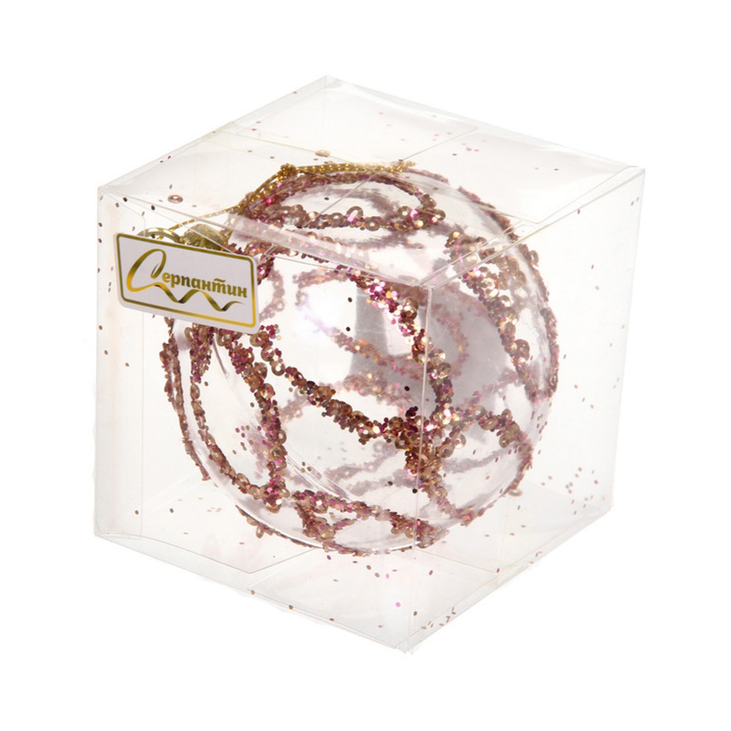 Новогодний шар "Мерцающий узор" 8 см, Розовое золото Новогодний шар "Мерцающий узор" 8 см, Розовое золото