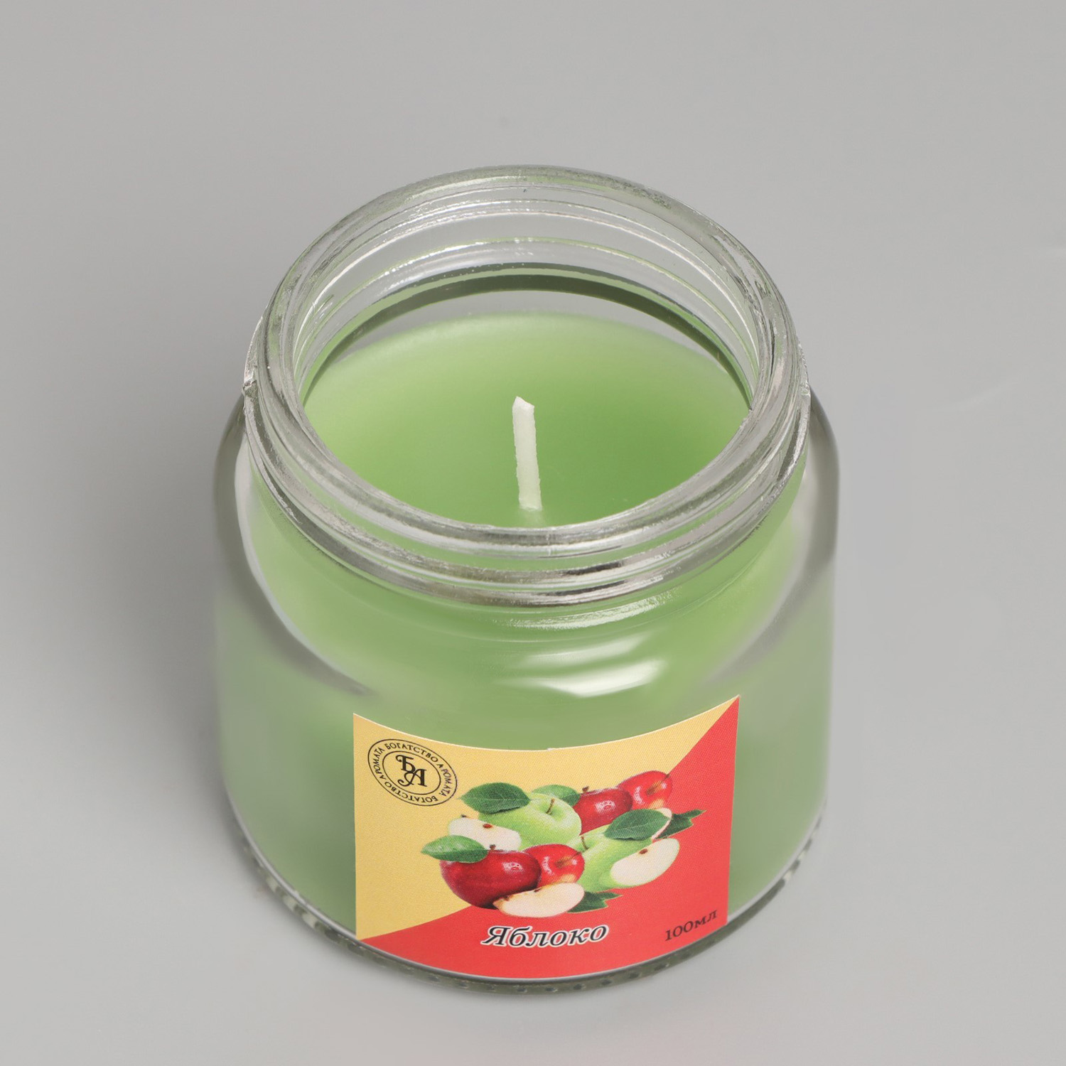 Ароматическая свеча в банке, 6.3 см, 100 мл, яблоко