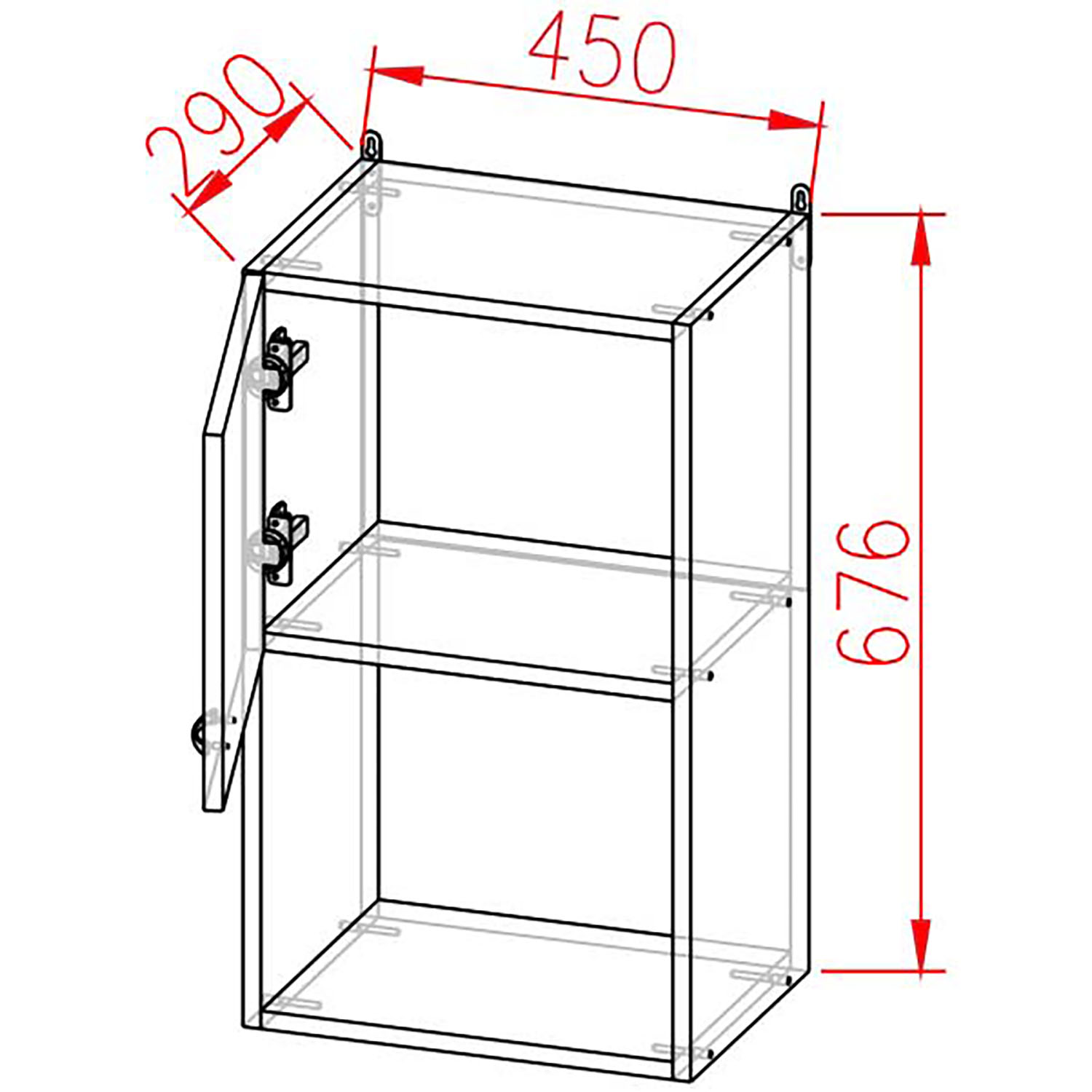 Шкаф навесной 450х676х290 мм BROZEX-WOOD Next, с дверцей, графит / дуб вотан
