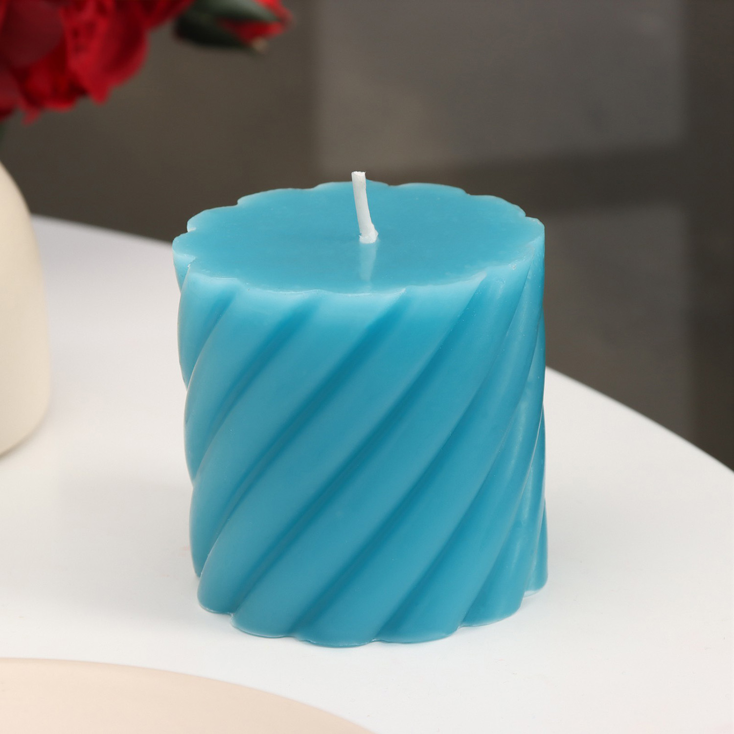 Свеча-цилиндр ароматическая витая "Черника", 7,5х7,5 см  9667635