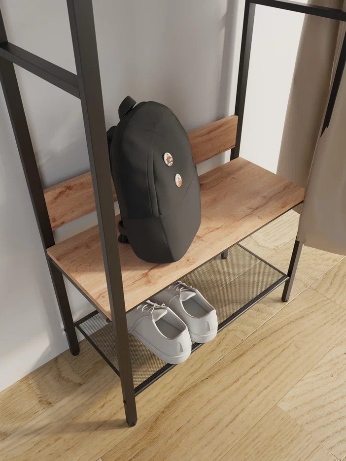 Вешалка напольная "Прихожая-Гардеробная" "Торонто 23Л" ш.0,67м,в.1,87м,гл.0,3м Дер./Черн.ВГТ23Л Ч *1