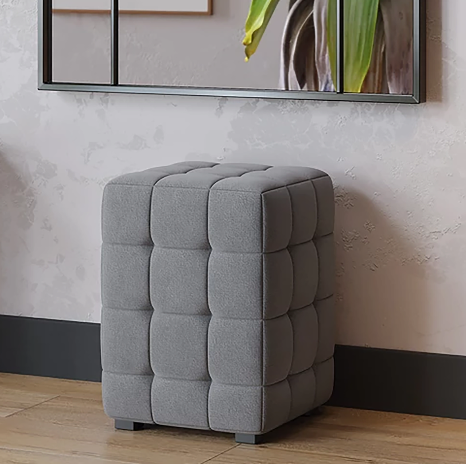 Пуф ТриЯ, 40х30х30 см, квадрат, велюр, серый аристо