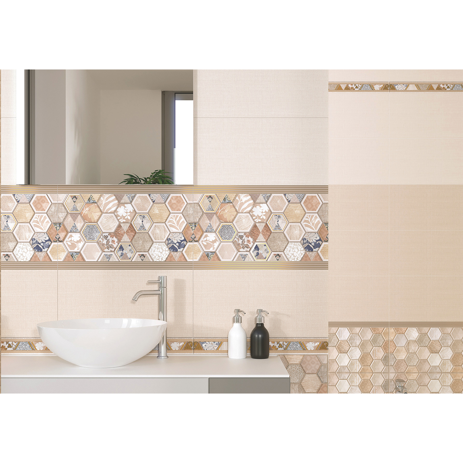 Плитка 50х24.9 см настенная 1.37 м² Alma Ceramica Asteria, бежевый, геометрия