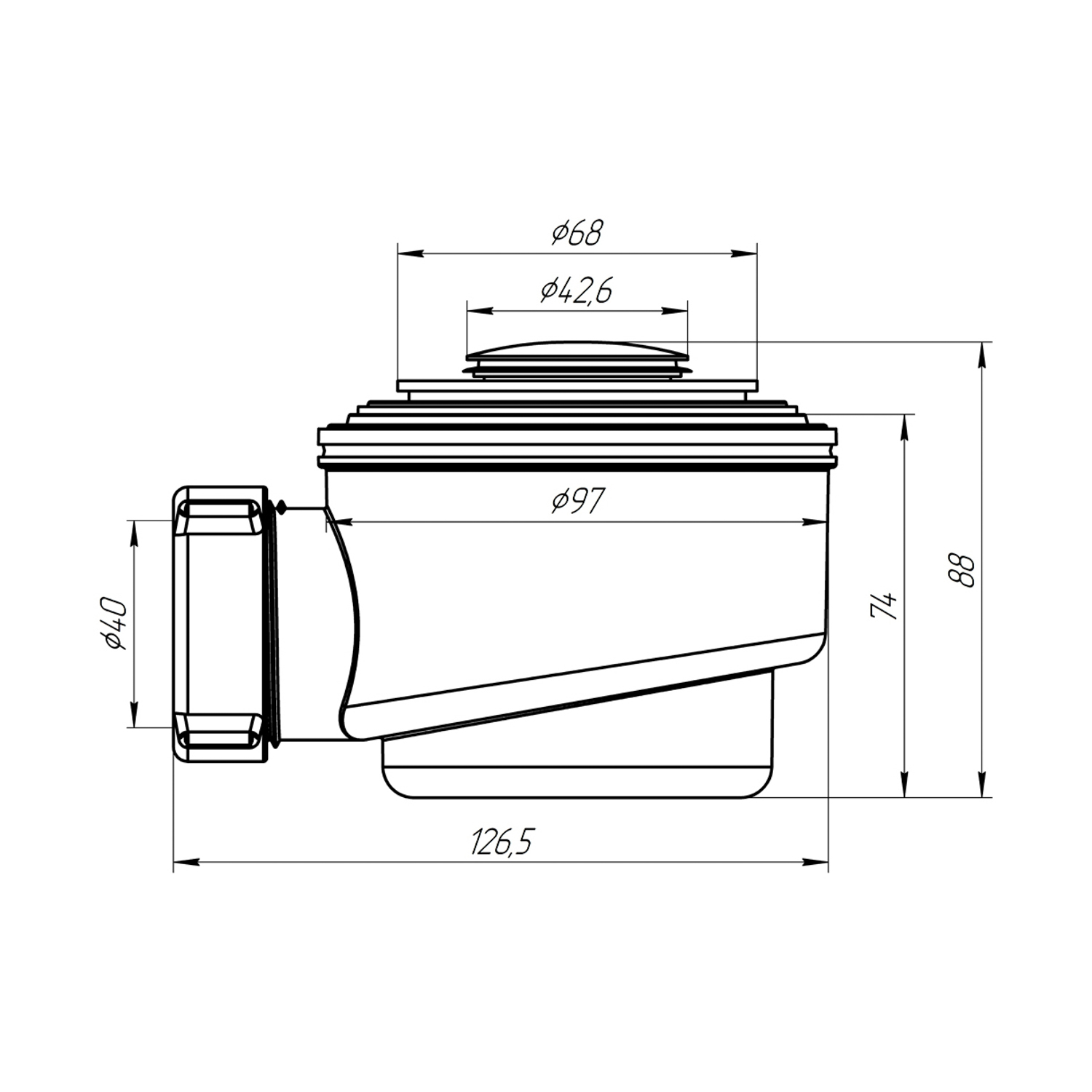 Сифон для душ.поддона 1 1/2**50/60 хром, клик-клак (Е410CL)/(Е450CL)