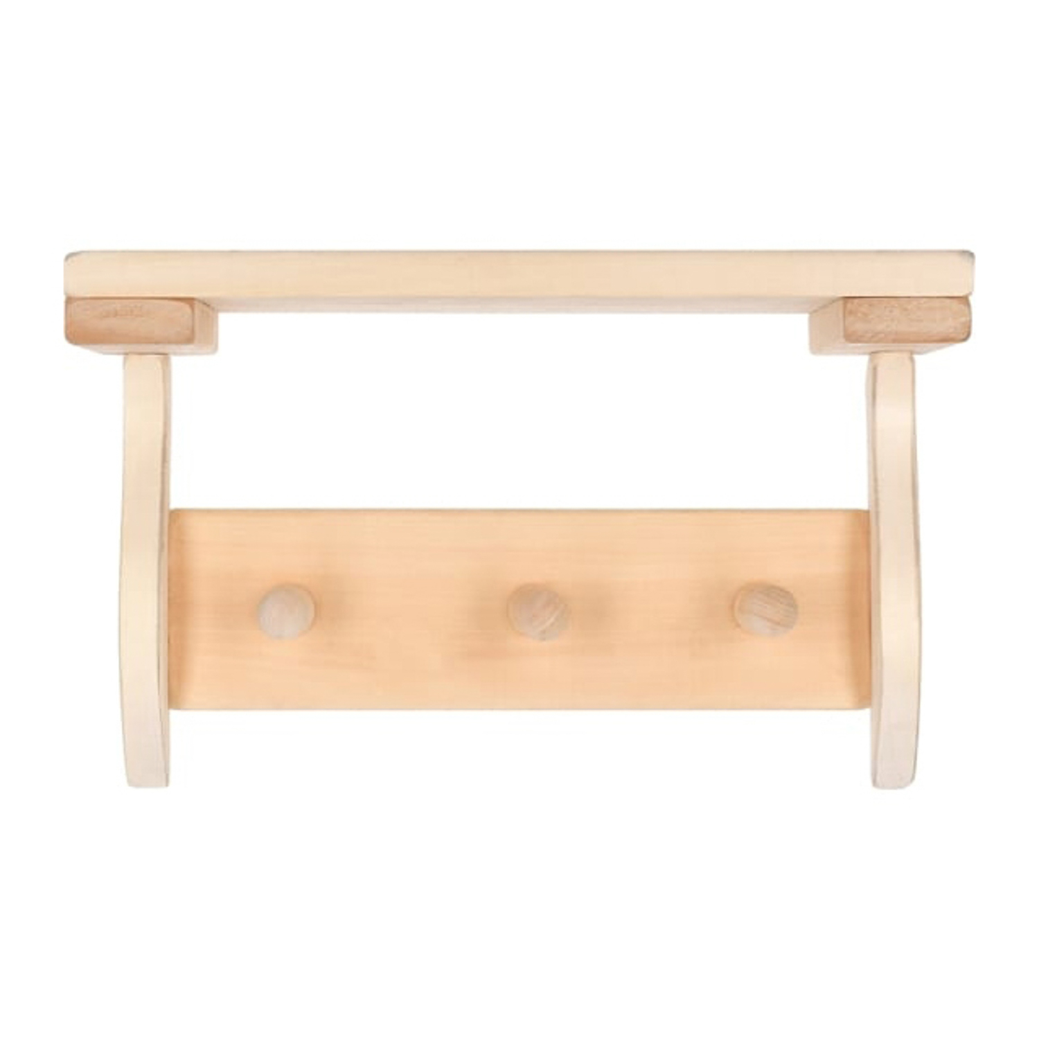 Полка с вешалкой, 3 рожка, 29х18х14 см, липа "Банные штучки"/4