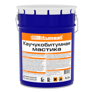 Мастика битумно-каучуковая 5 л Bitumast, гидроизоляционная Мастика битумно-каучуковая 5 л Bitumast, гидроизоляционная