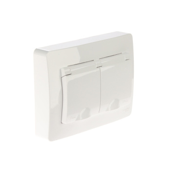 Розетка "BLANCA" СП 2-мест. белая з/к з/ш крышка IP44 16А 250В BLNRS441121 *1/5/30