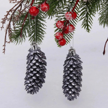 Набор елочных игрушек "Шишки блестящие", 2 шт., 9 см