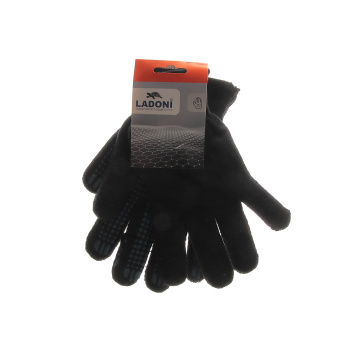 Перчатки ХБ с ПВХ 10кл (5нитей) 95гр черные двуслойные зимние (648Р) Ladoni  *5/100/200