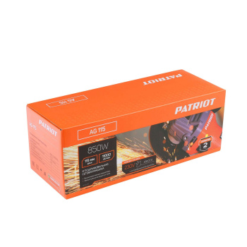 Шлифмашина угловая 115мм  850Вт 11000об/мин М14 AG115 PATRIOT *1 Шлифмашина угловая 115мм  850Вт 11000об/мин М14 AG115 PATRIOT *1