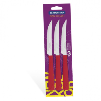 Набор столовых приборов нерж.-ножи столовые 3шт TRAMONTINA NewKolor пл.р.Красн.23160/374-TR *1/12