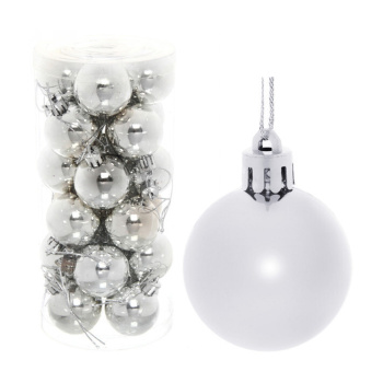 Набор новогодних шаров "Глянец", диаметр 4 см, 24 шт., серебро