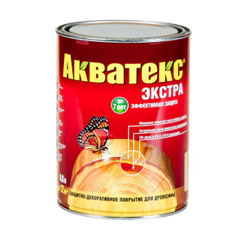 Защитно-декоративное покрытие 0.8 л для древесины АКВАТЕКС ЭКСТРА, алкидное, бесцветный
