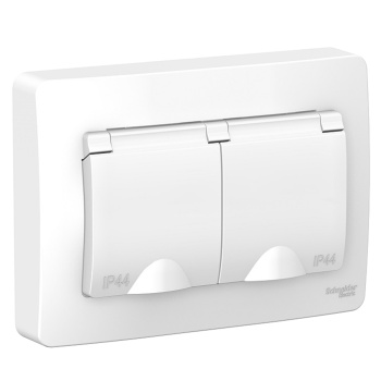 Розетка "BLANCA" СП 2-мест. белая з/к з/ш крышка IP44 16А 250В BLNRS441121 *1/5/30