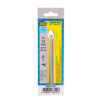 Сверло по стеклу и кафелю 12мм "888" (арт.6864120) *1/50 Сверло по стеклу и кафелю 12мм "888" (арт.6864120) *1/50