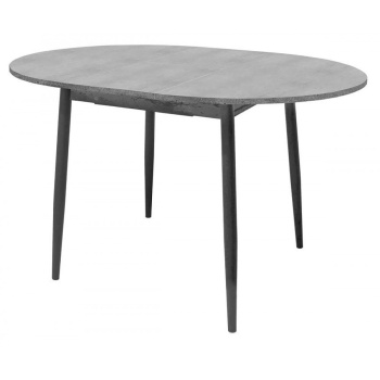 яяяСтол обеденный круглый раздв.ОРИОН d950(+300)мм h750мм Бетон пайн СВЕТЛЫЙ+опора металл Белая *1