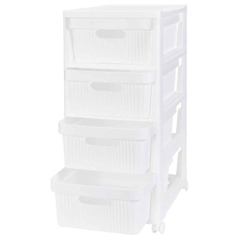 Комод пластм. "Velvet" 4 ящика выс.690мм, шир.300мм, гл.385мм Белый 435218816 ("Бытпласт") *1