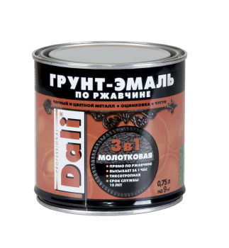 Грунт-эмаль по ржавчине золотистая с молотковым эффектом 0,75 л DALI *1/6/576