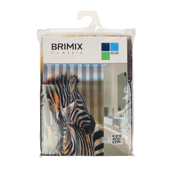 Штора для ванной Санакс Зебра, 180х1200 см, полиэстер, без колец