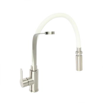 Смеситель для кухни FASHUN A54112-8 с гибким изливом (Белый) + режим Душ, нерж. сталь *1/10