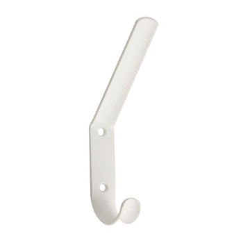 Крючок мебельный БЕЛЫЙ 2-рожковый (индивидуальная упаковка) Домострой *10/50