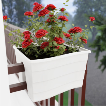 Ящик д/цветов пластм.  на перила 30х29х20см 10л Белый М8913 ЗПИ "Альтернатива" *1/8