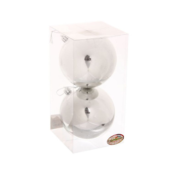 Набор новогодних шаров "Глянец", диаметр 10 см, 2 шт., серебро