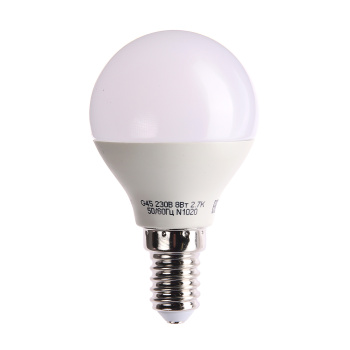 Лампа светодиодная ОНЛАЙТ, Е14, шар G45, 8 Вт, 600 Лм, 2700 К, теплый белый