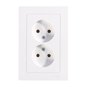 Розетка "ATLAS DESIGN" СП 2-мест. белая б/з 16А в сборе 16А SchE ATN000120 *1/15/90