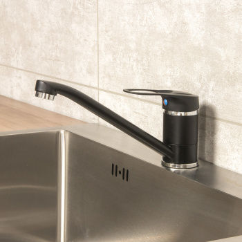 Смеситель для кухни Эверест В49-0256 длинный излив (черный) *1/10