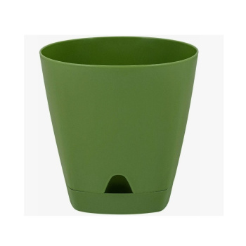 Кашпо пластм. "Amsterdam" 1,35л d верха 140мм h130мм прикор.полив Оливковый ING6199ОЛ *1/10