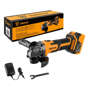 Шлифмашина угловая аккум. 125мм 20В  8500об/мин 4Ач Li-lon 1АКБ ЗУ DKAG20-125 DEKO *1/6