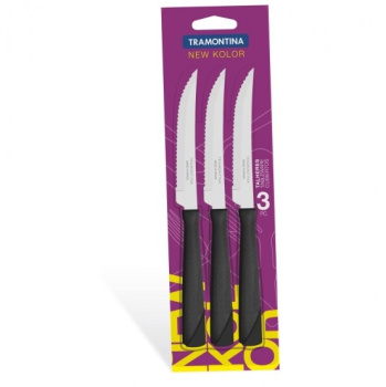 Набор столовых приборов нерж.-ножи столовые 3шт TRAMONTINA NewKolor пл.р.Черн. 23160/304-TR *1/12