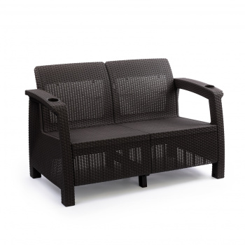 Диван 2-местный Альтернатива Ротанг-плюс, 127х70х79 см, полипропилен, мокко