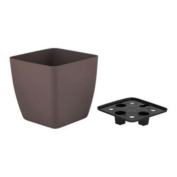 Кашпо пластм. "Vienna" 5,0л 190х190мм h187мм со вставкой Горький шоколад IG680410011*1/16